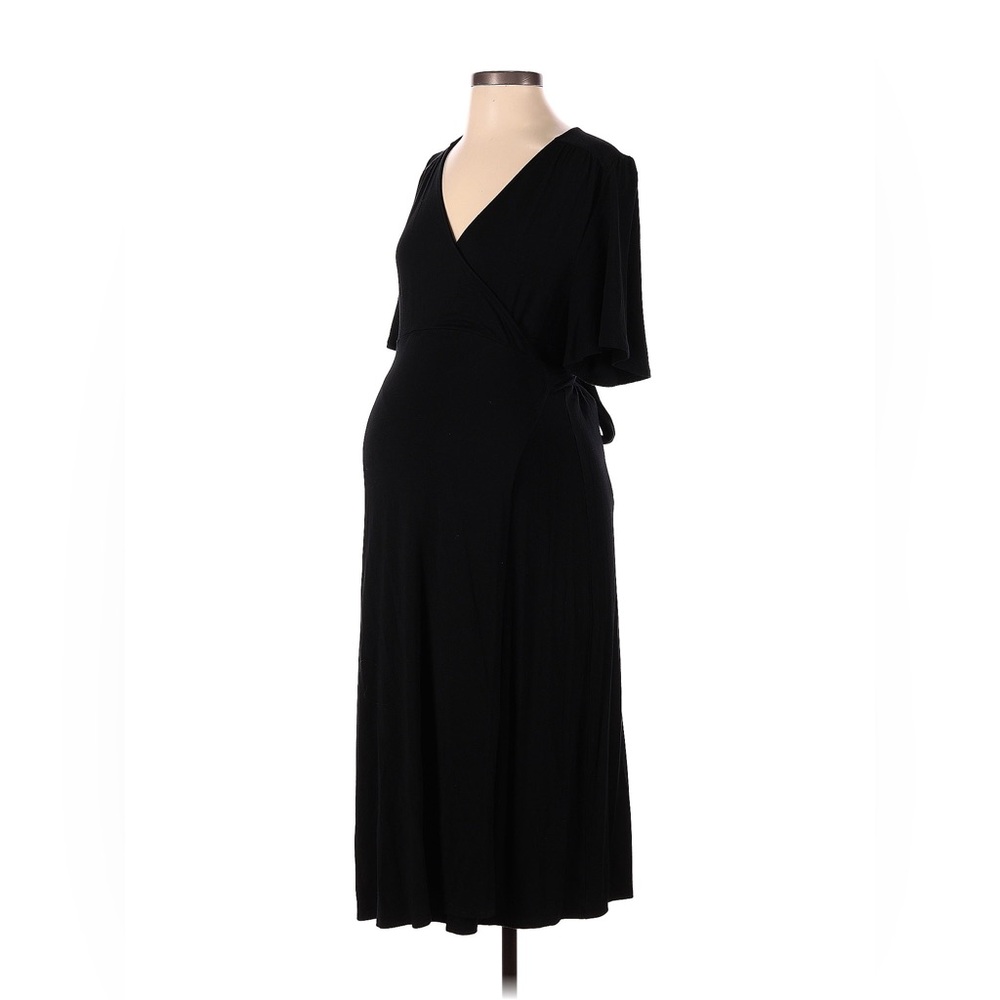 Ingrid + Isabel black flutter sleeve wrap dress, size small